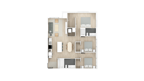 Floor plan for 3 beds, 2 baths, 1151 sqft